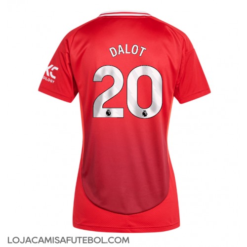 Camisa de Futebol Manchester United Diogo Dalot #20 Equipamento Principal Mulheres 2024-25 Manga Curta